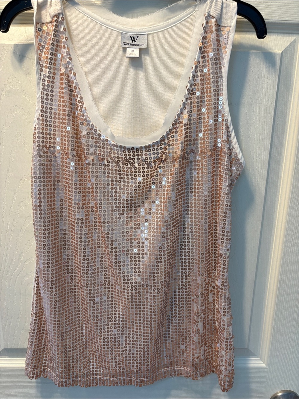Worthington Rose Gold Sequin Camisole Tank